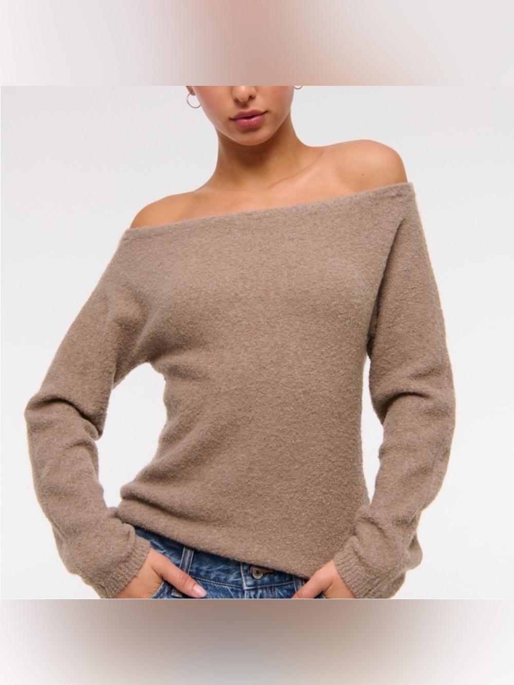 Abercrombie Off-Shoulder Boucle Sweater